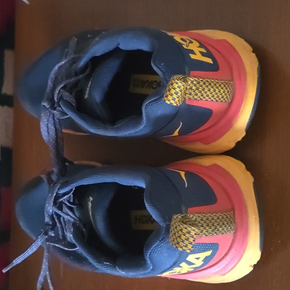 Hoka One One Navy and Red Athletic Shoes - Picture 2 of 6